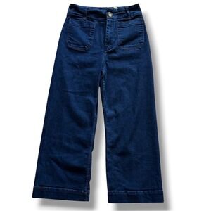 Maeve The Colette Wide Leg Crop Jeans Women 29 Blue High Rise Patch Pocket Retro